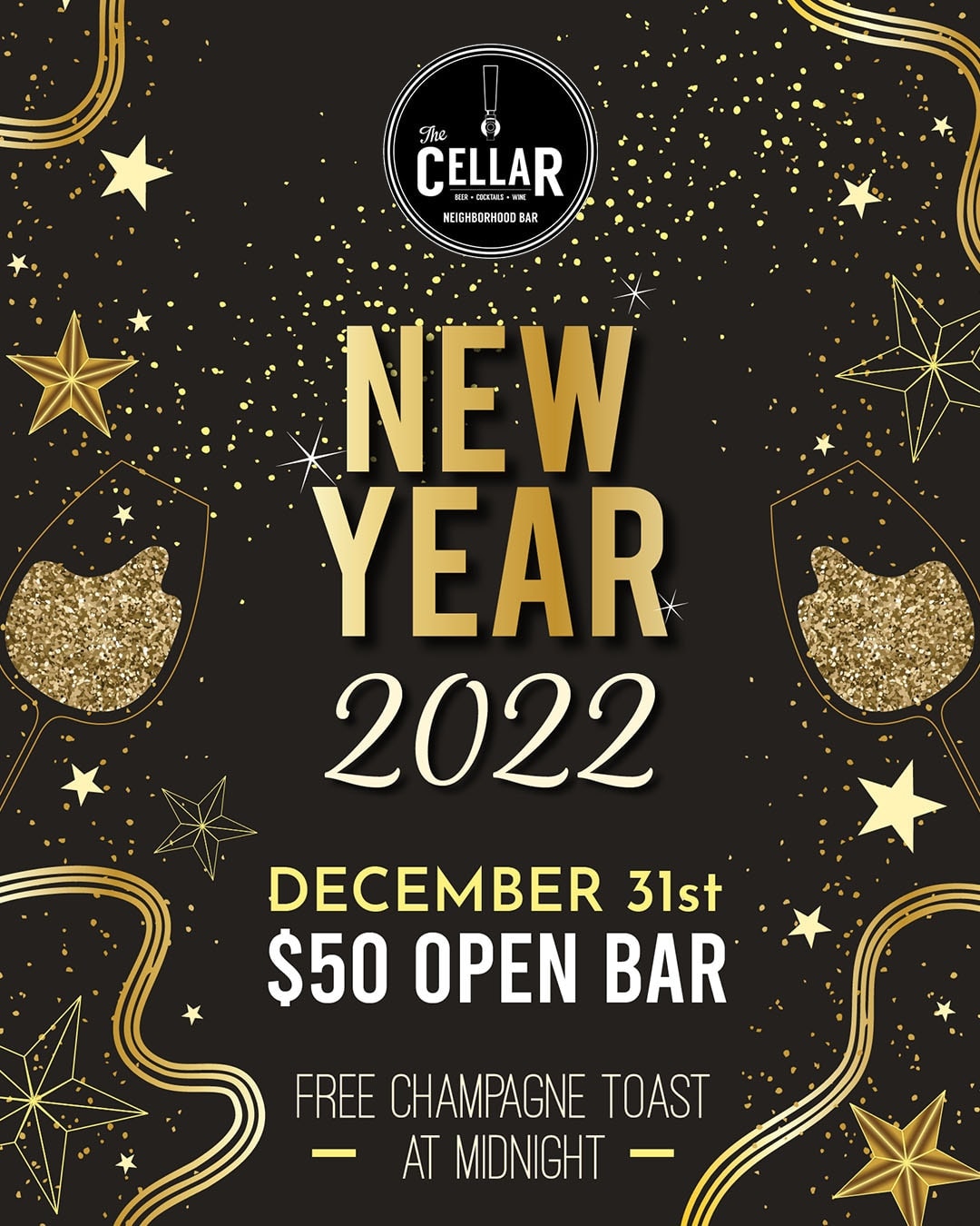 NYE Party Houston 2022 50 Open Bar No Cover The Cellar Bar